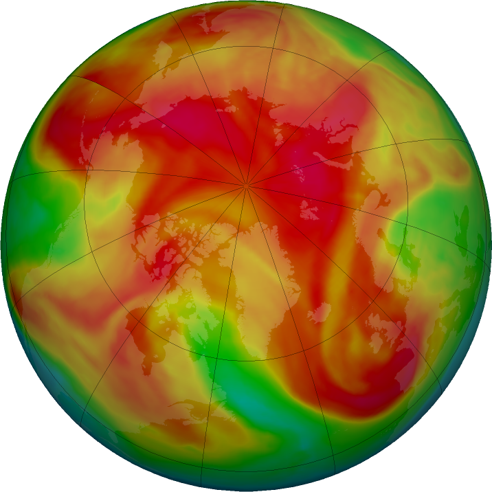 Arctic ozone map for 31 March 2024